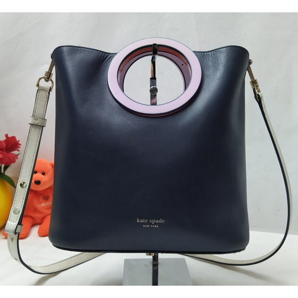 Kate Spade New York Betty Blue White Colorblock Leather Tote Crossbody Bag - Picture 1 of 16